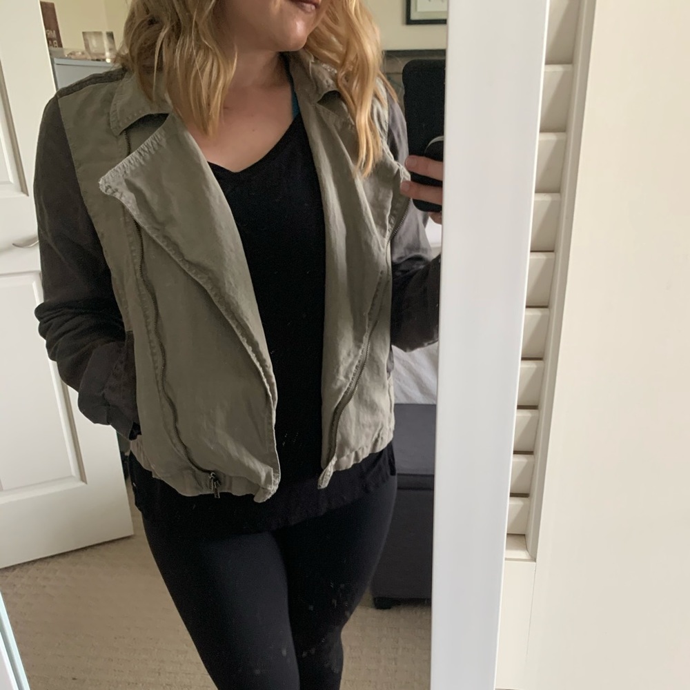 Eileen Fisher Linen Moto Asymmetric Zip Jacket
